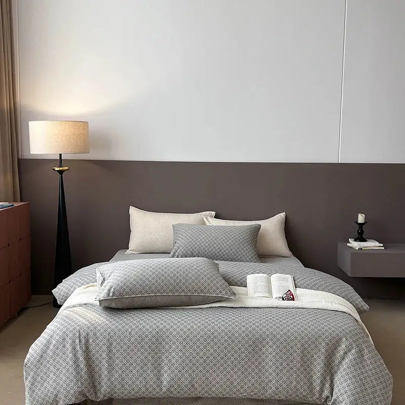 Gray Linen Jacquard Bedding