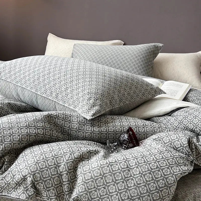 Gray Linen Jacquard Bedding