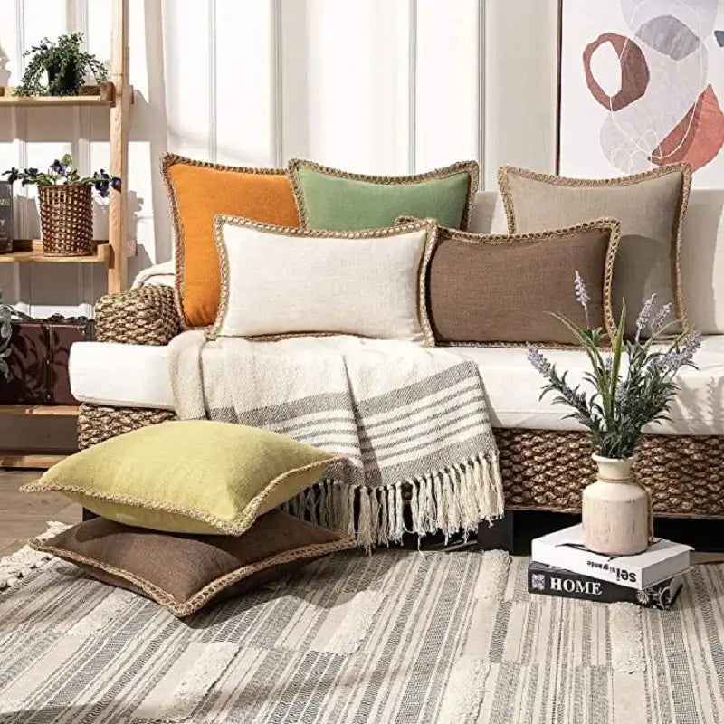 Gray Linen Throw Pillow Covers