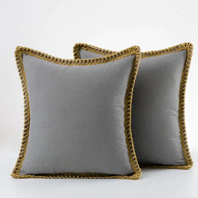 Gray Linen Throw Pillow Covers