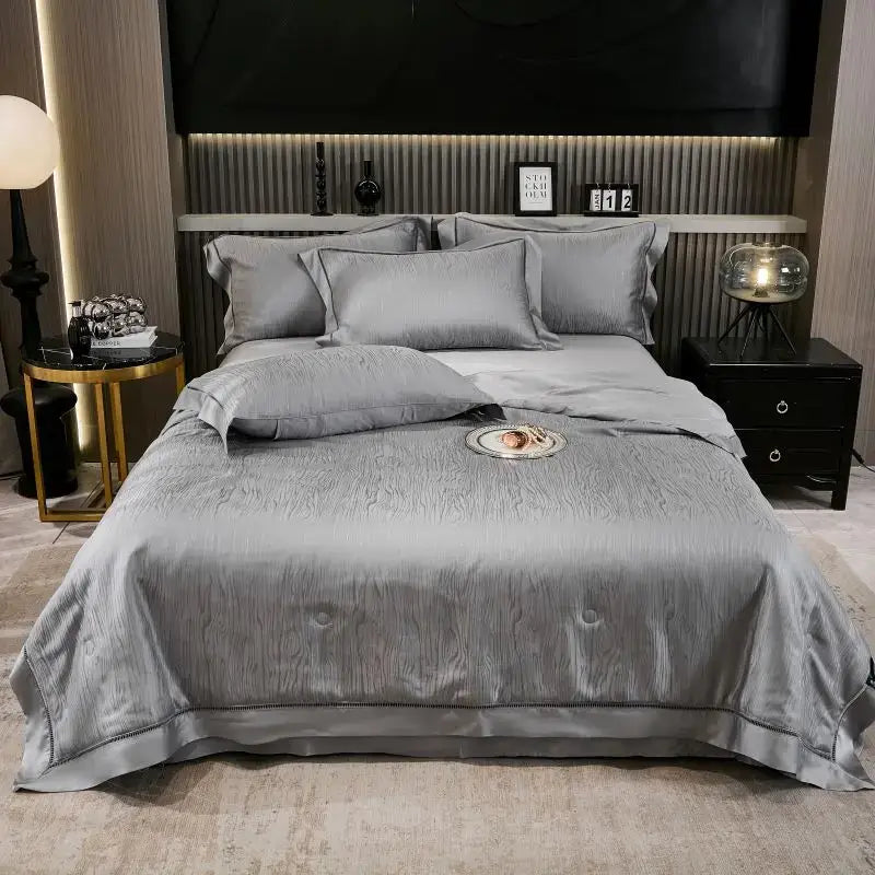 Gray Ruched Quilt Set