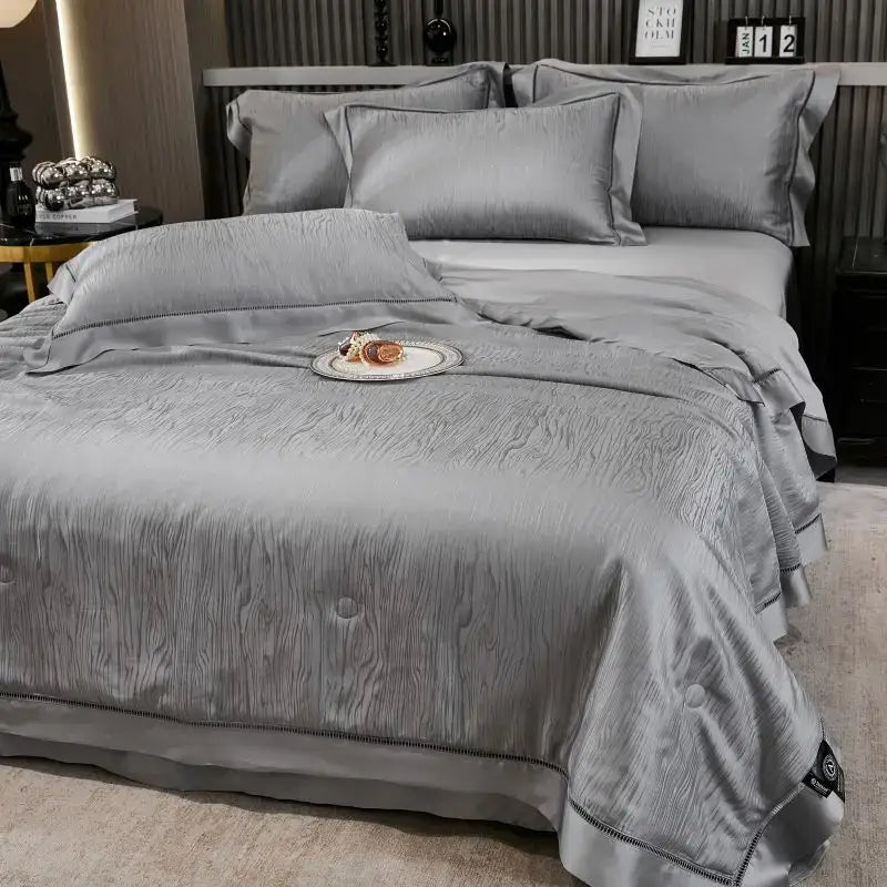 Gray Ruched Quilt Set