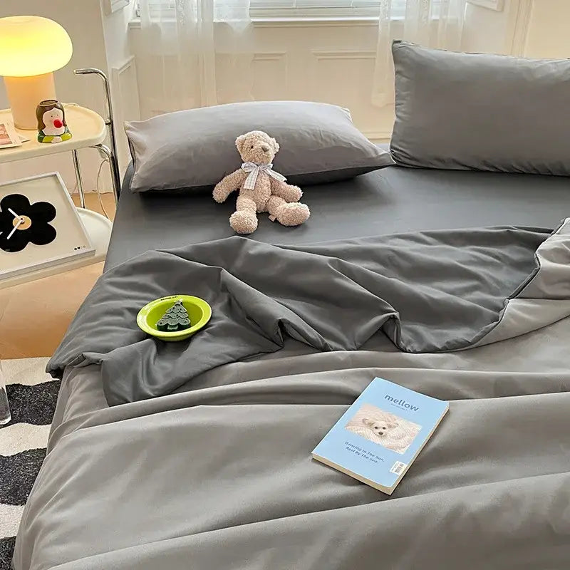 Gray Satin Quilted Duvet
