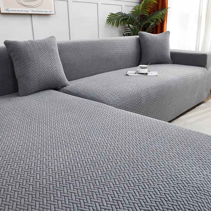 Gray Jacquard Sofa Cover