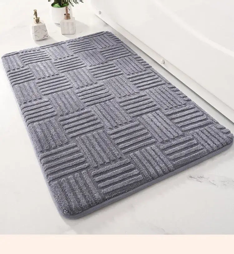 Gray Striped Floor Mat