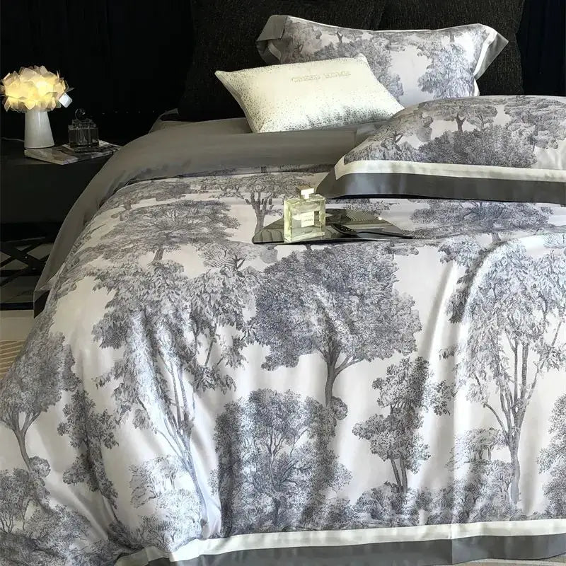 Gray Jungle Print Bedding