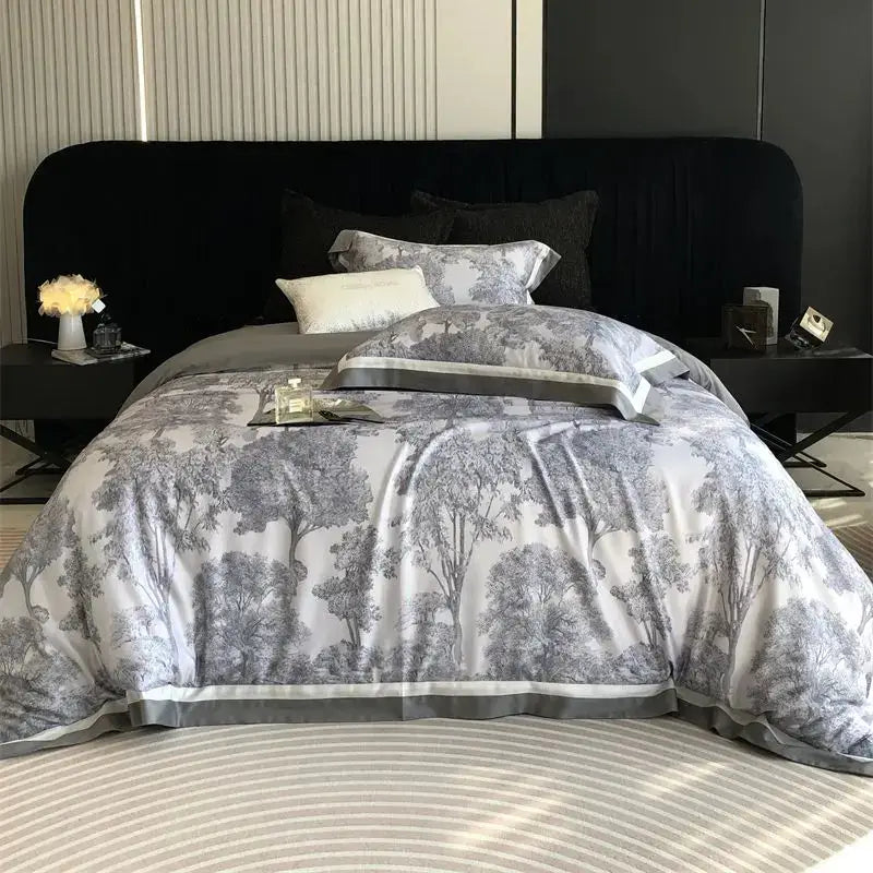 Gray Jungle Print Bedding