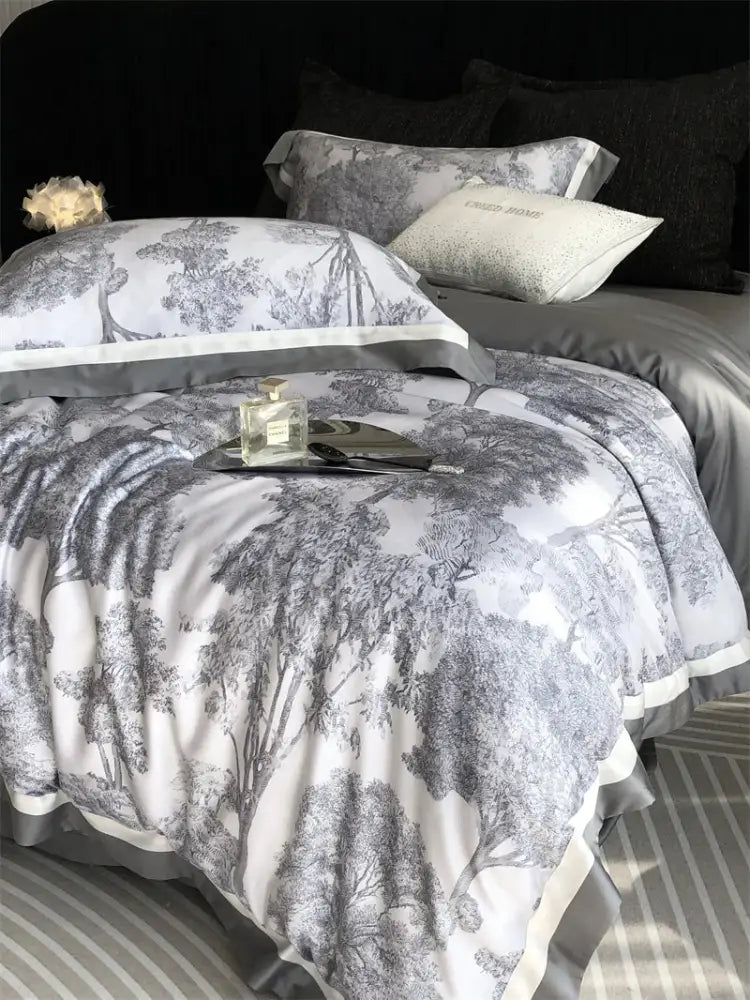 Gray Jungle Print Bedding
