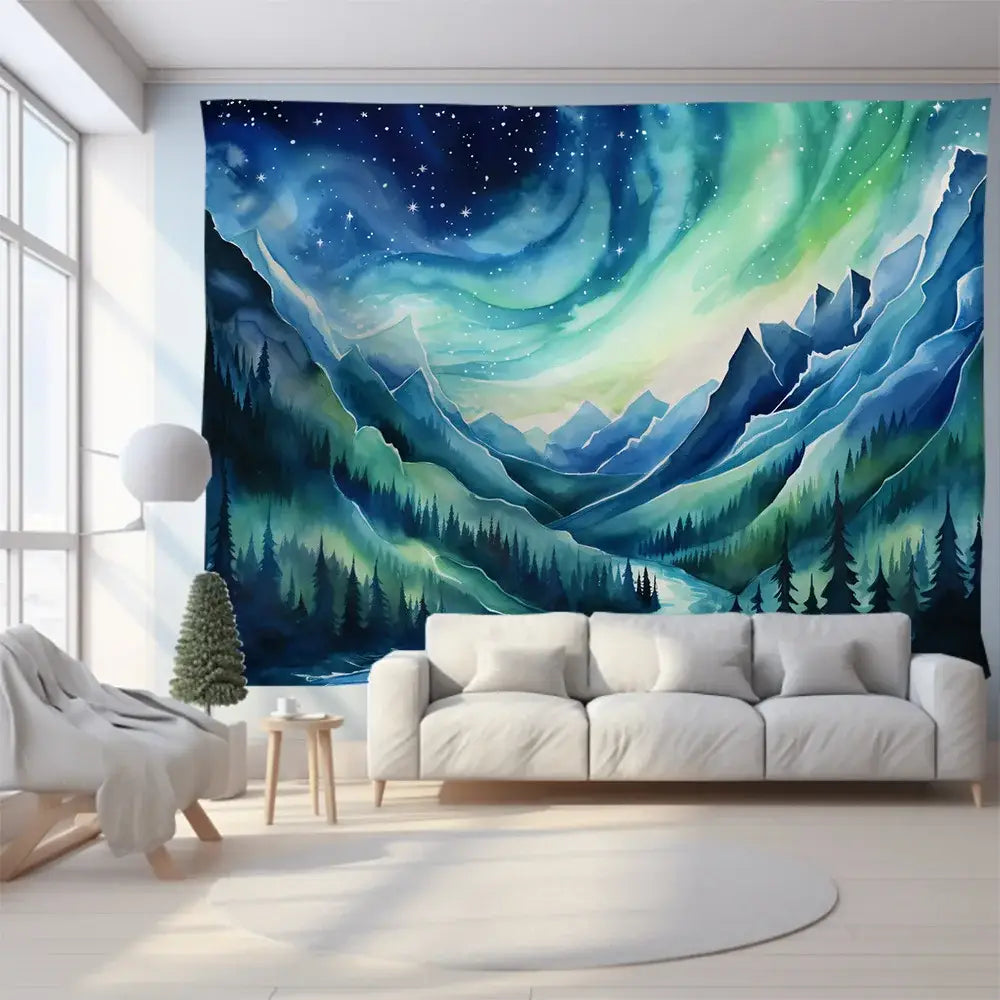 Green Mountain Tapestry Wall