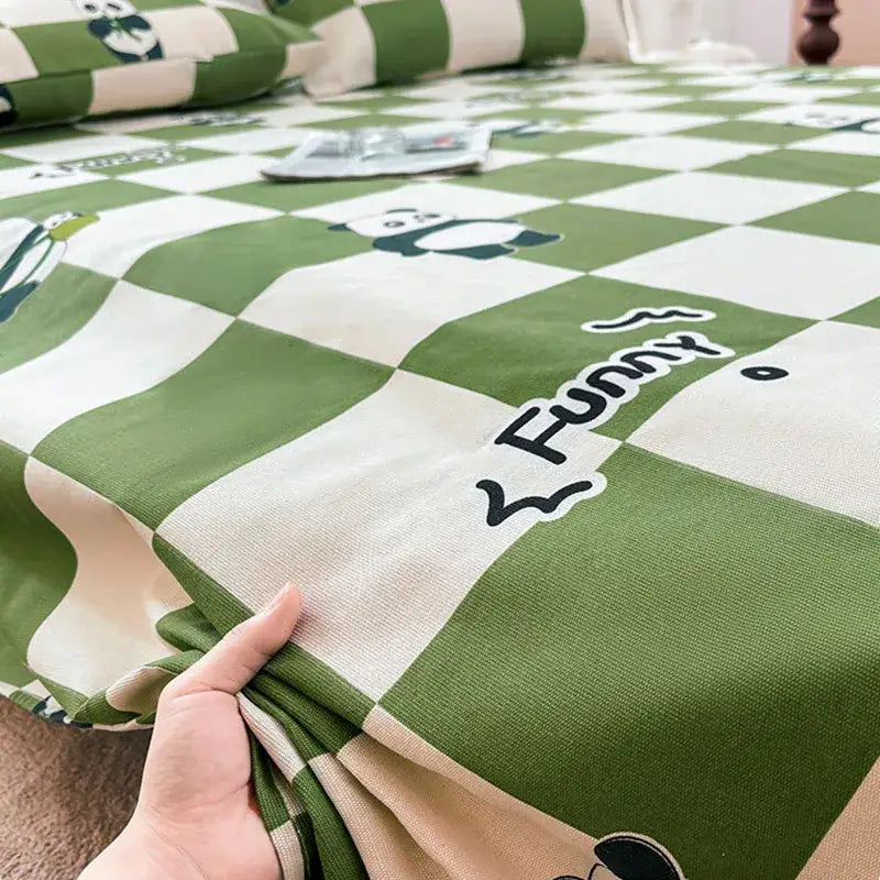 Green Panda Cotton Bedspread