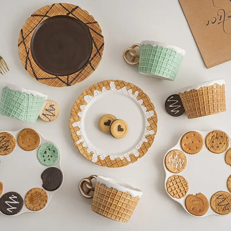 Green Beige Ceramic Tableware