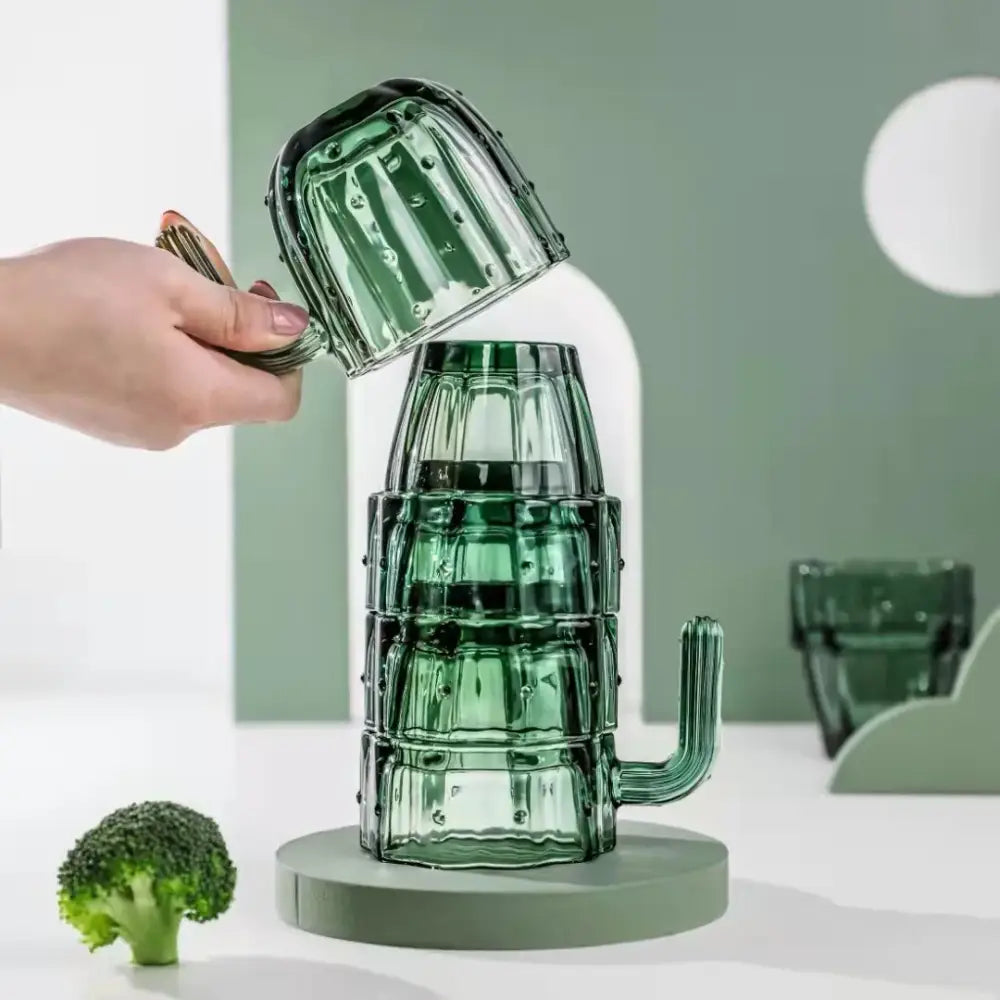Green Cactus Glass Mug