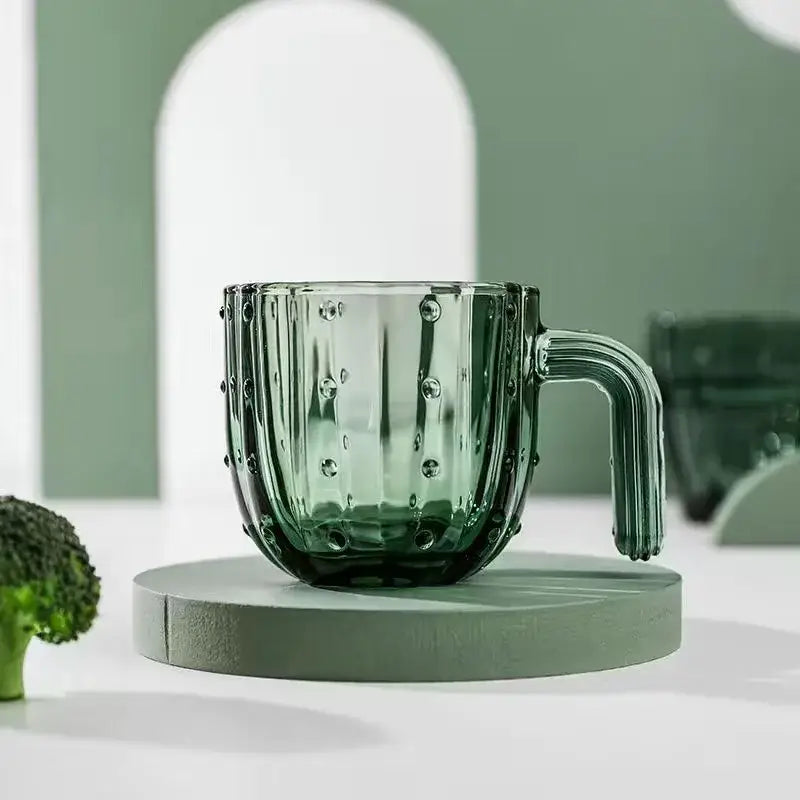 Green Cactus Glass Mug
