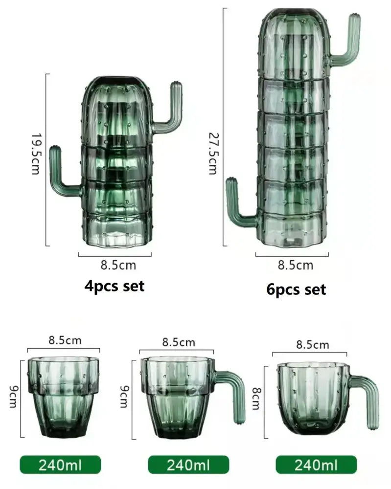 Green Cactus Glass Mug