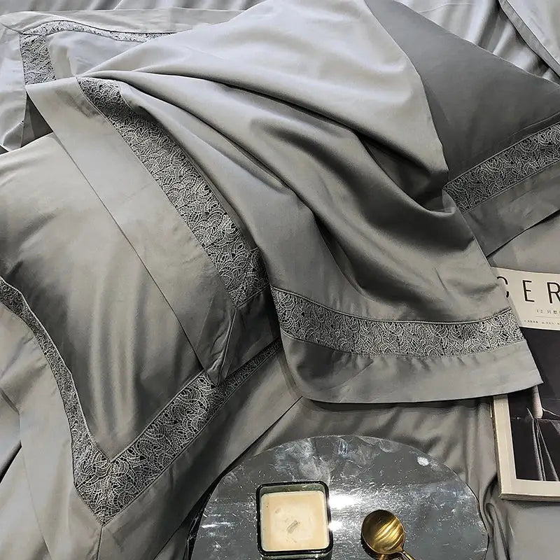 Grey Lace Cotton Bedding