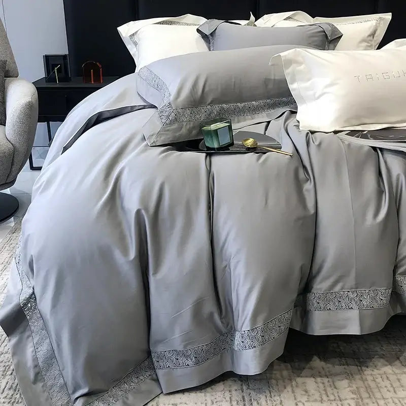 Grey Lace Cotton Bedding