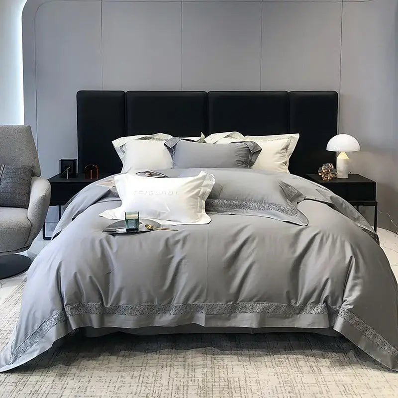 Grey Lace Cotton Bedding