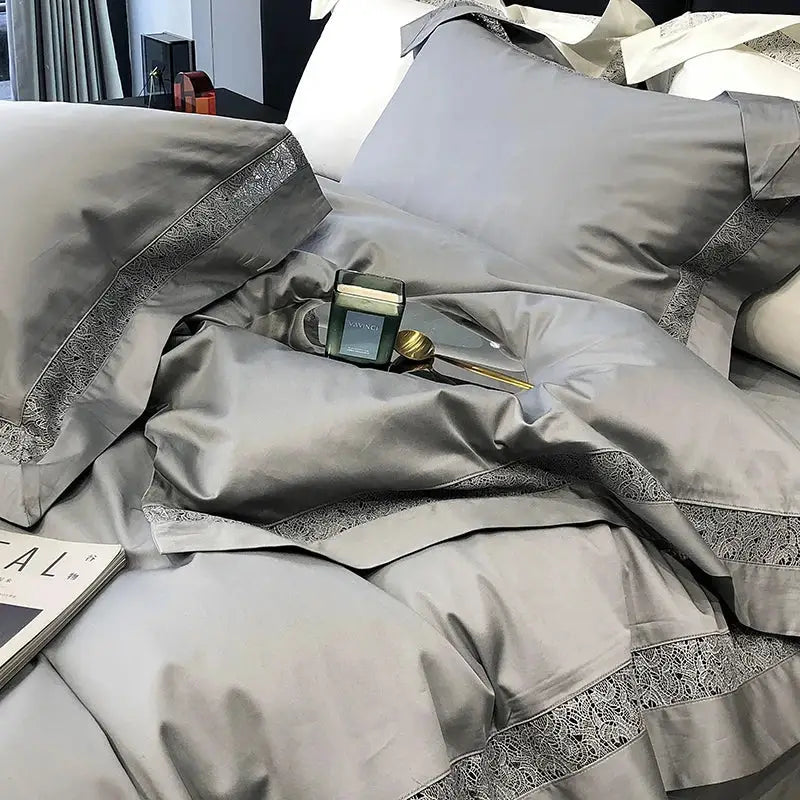 Grey Lace Cotton Bedding