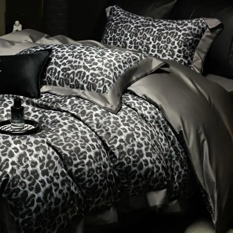 Grey Leopard Cotton Bedding