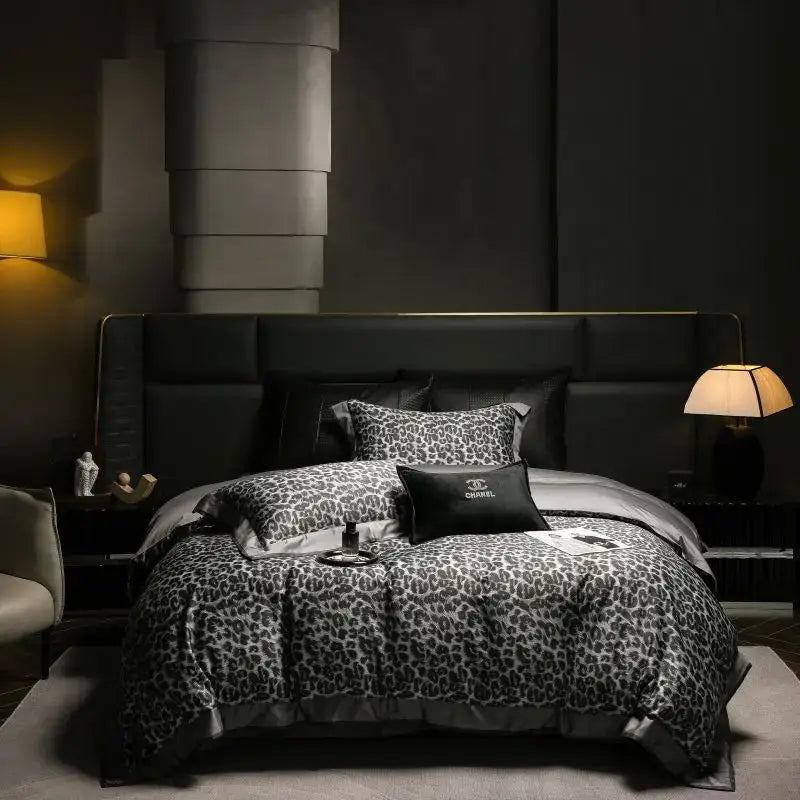 Grey Leopard Cotton Bedding
