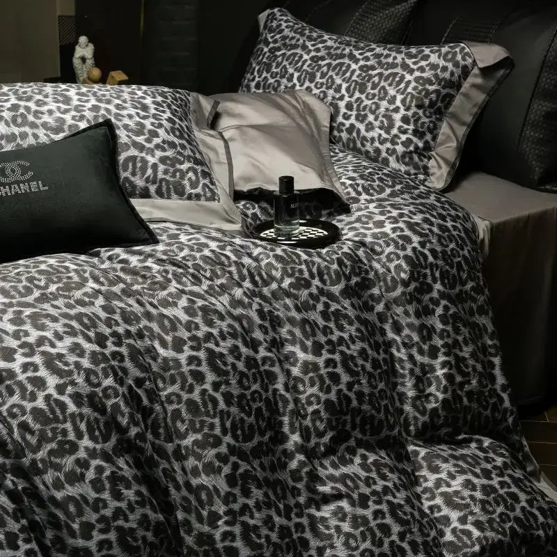 Grey Leopard Cotton Bedding