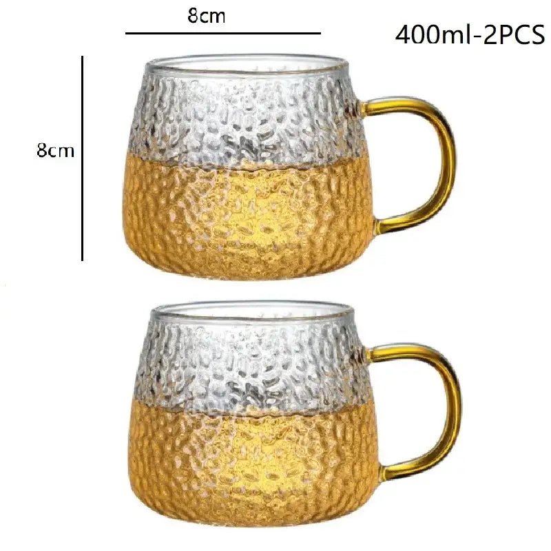 Glass Mug Gold Handle