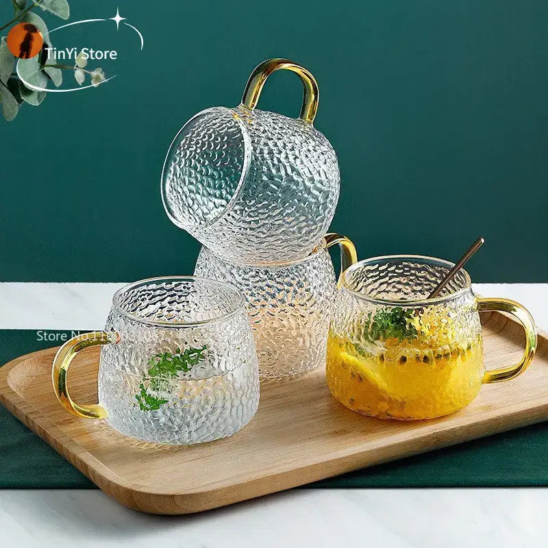 Glass Mug Gold Handle