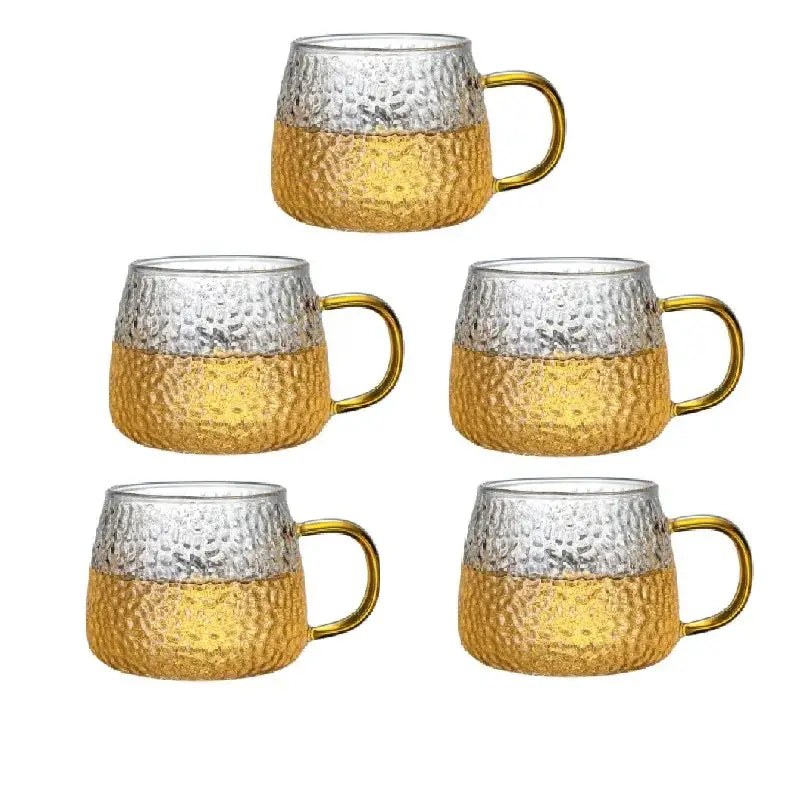 Glass Mug Gold Handle