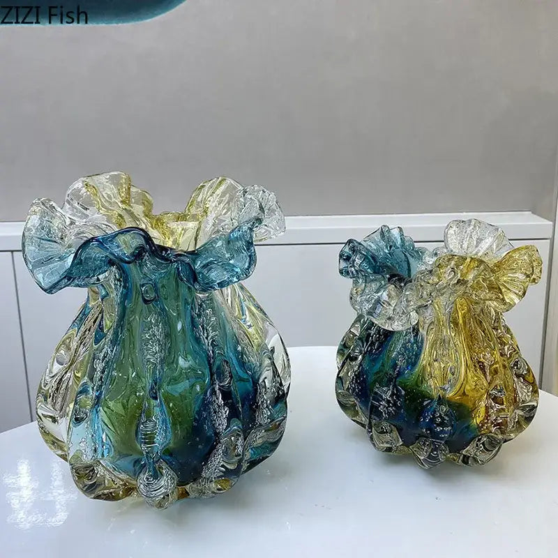 Blue Green Glass Vase