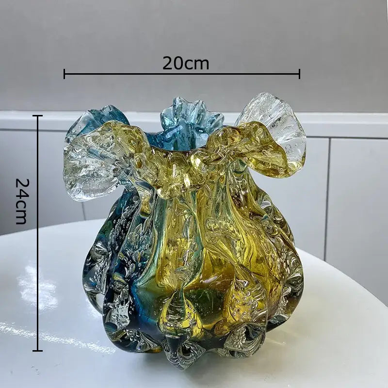 Blue Green Glass Vase