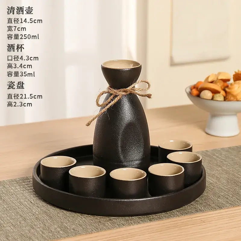 Black Ceramic Sake Set