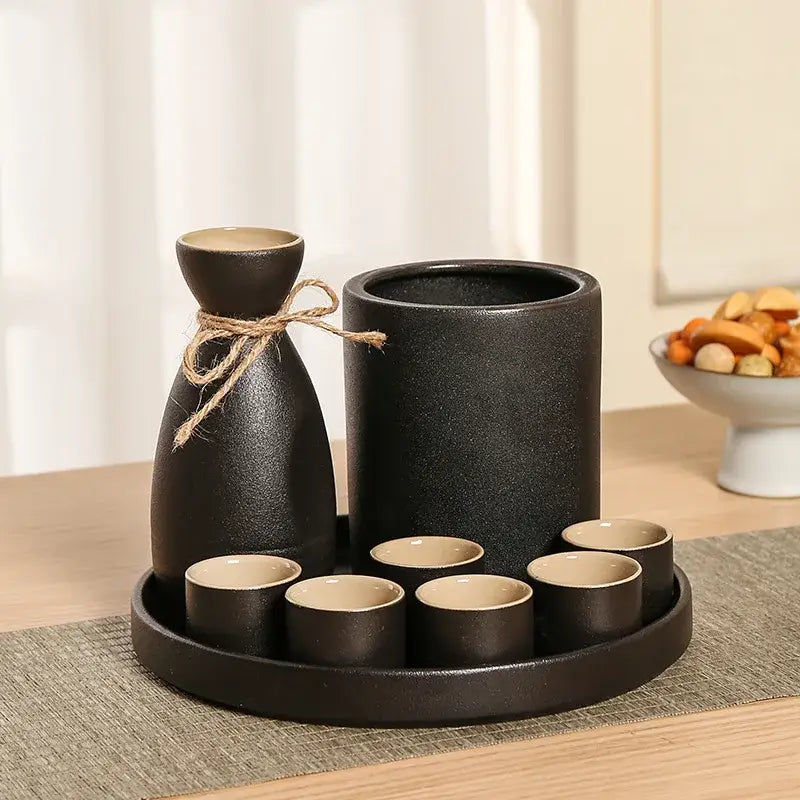 Black Ceramic Sake Set