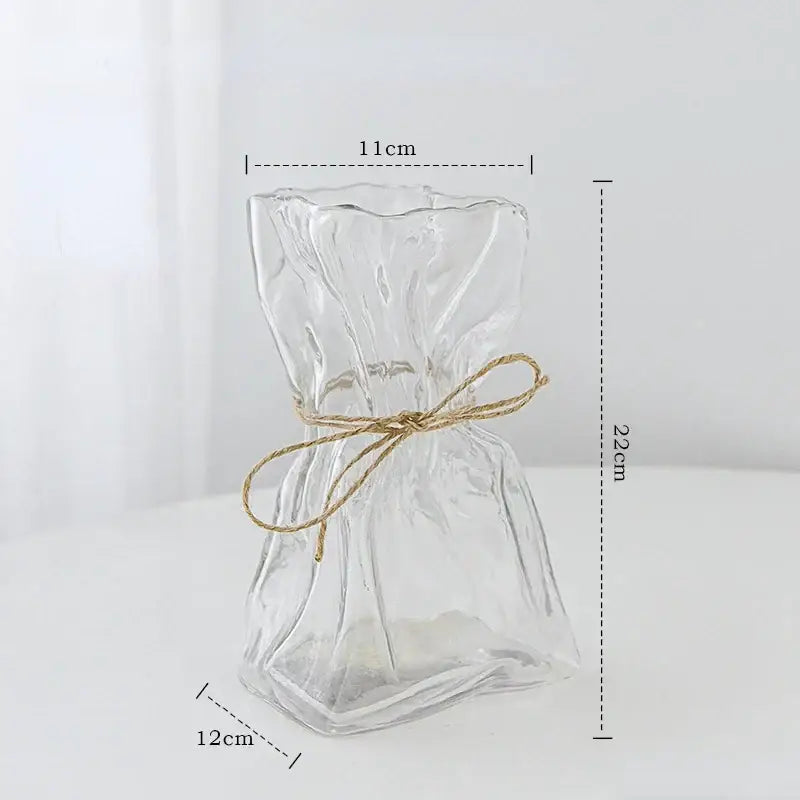 Clear Glass Folded Vase