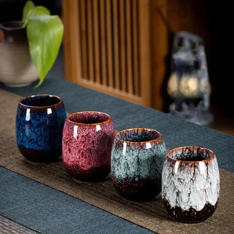 Multicolor Ceramic Tea Cups Handcrafted 175ml