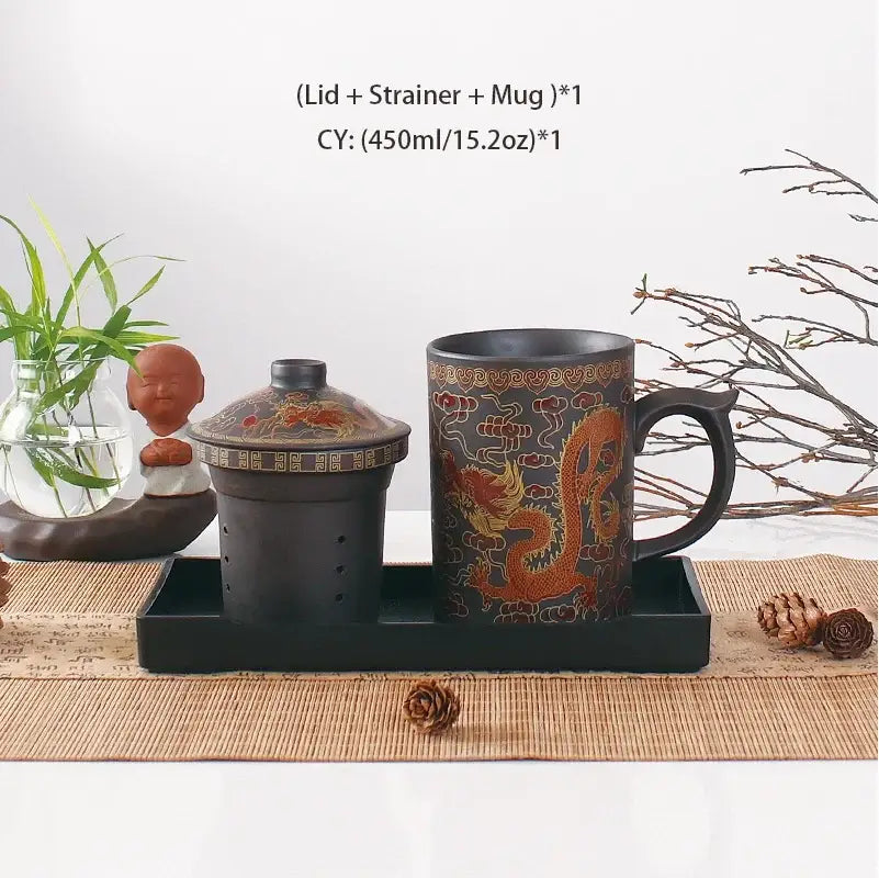 Dragon Purple Clay Mug Set