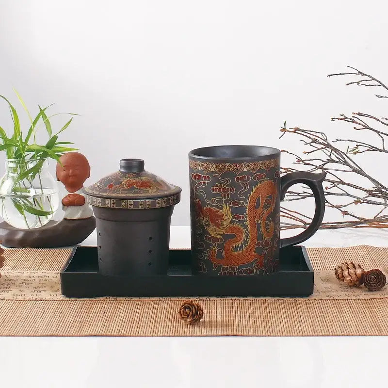 Dragon Purple Clay Mug Set