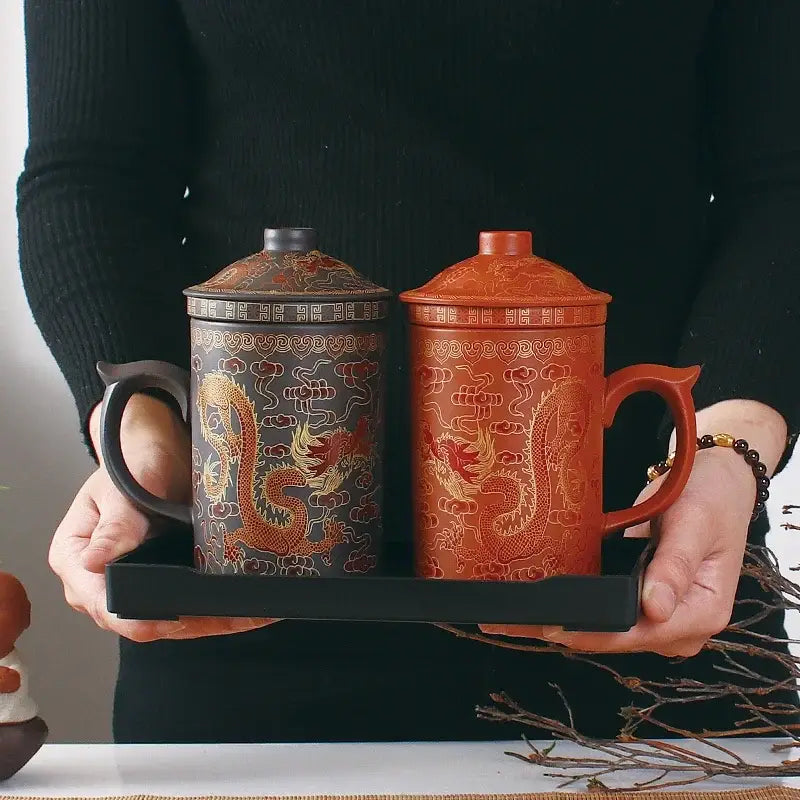 Dragon Purple Clay Mug Set