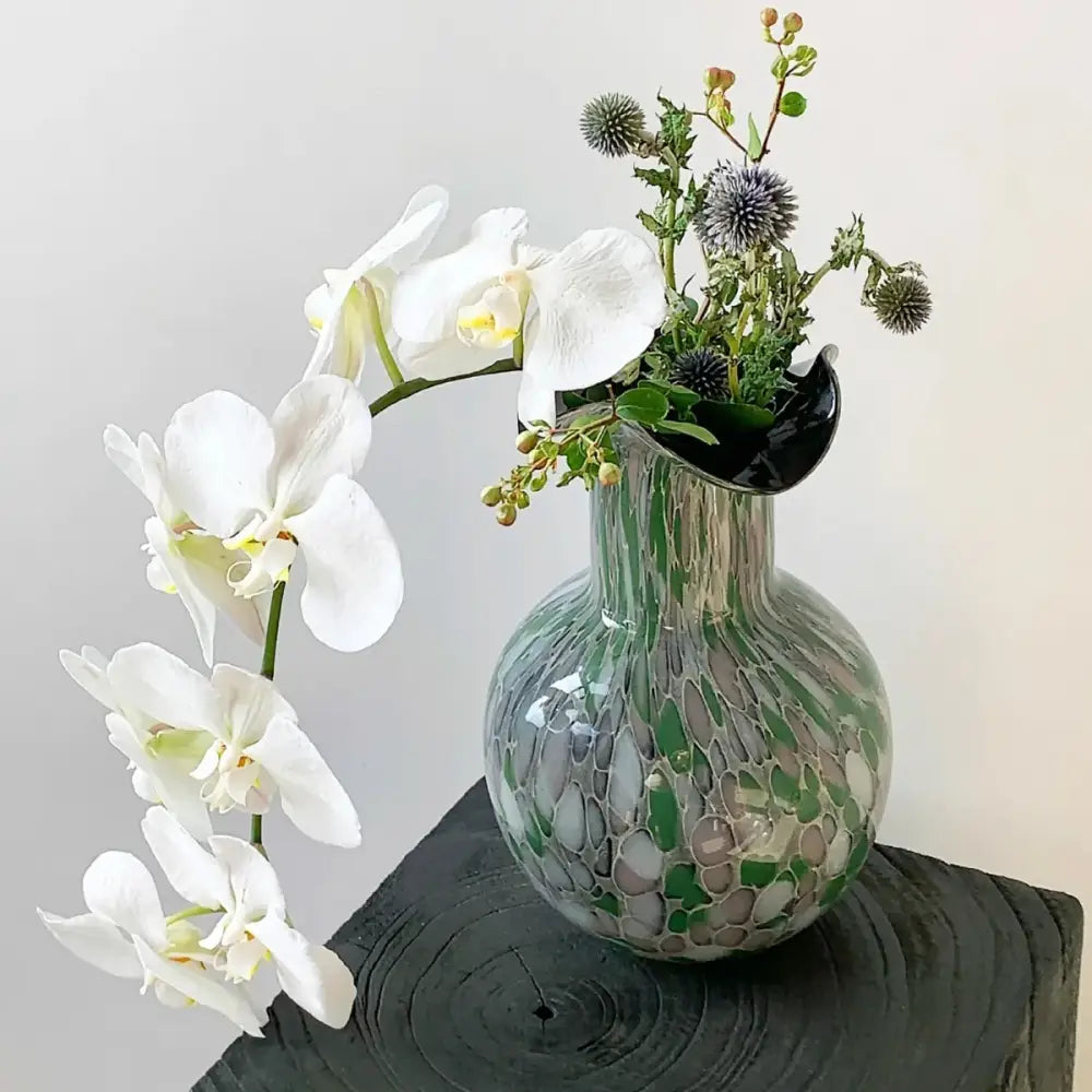 Emerald Swirl Glass Vase
