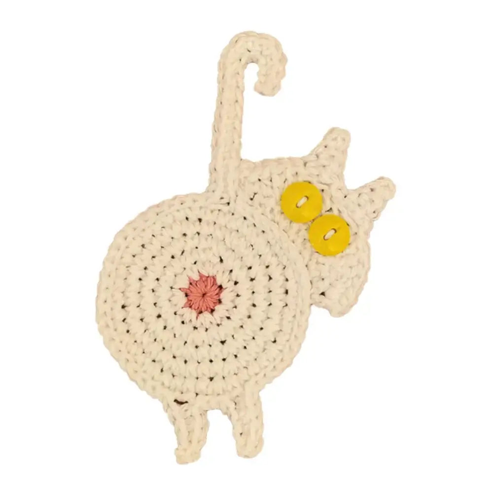 Gray Crocheted Cat Coasters