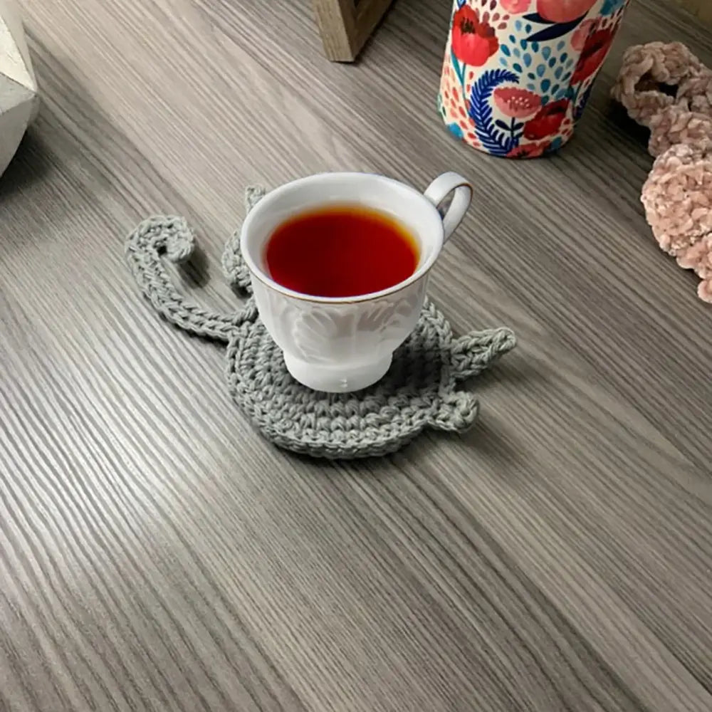 Gray Crocheted Cat Coasters
