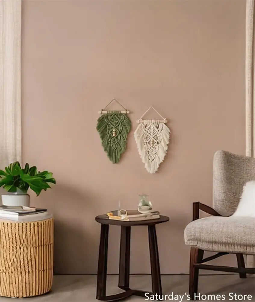 Olive Macrame Leaf Hanging