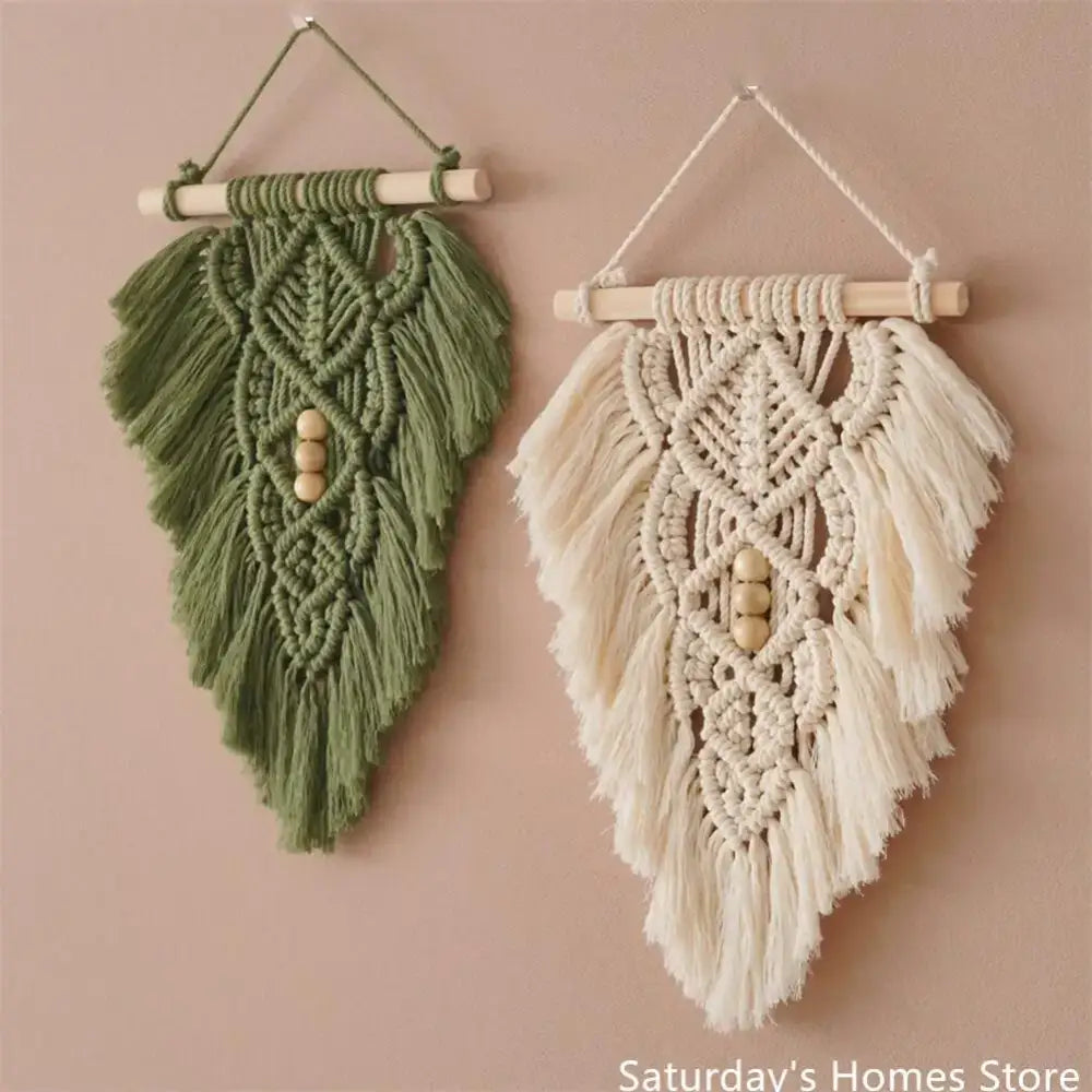 Olive Macrame Leaf Hanging