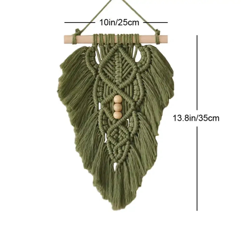 Olive Macrame Leaf Hanging