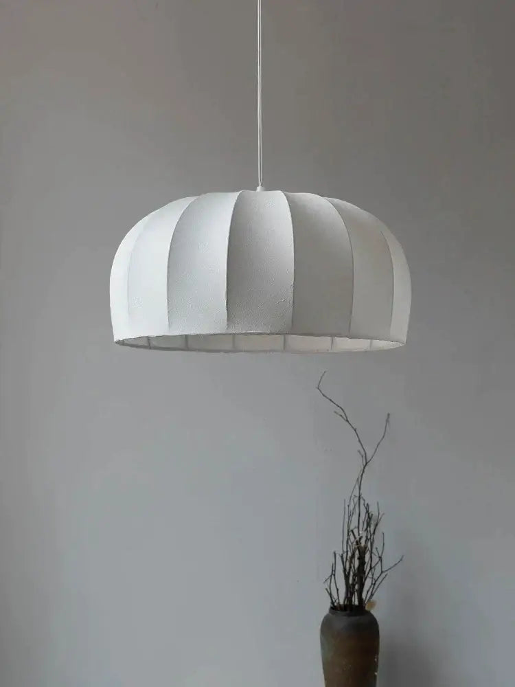 Beige Striped Silk Pendant