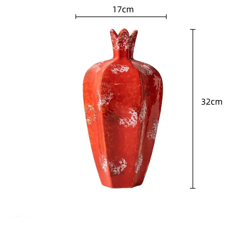 Red Ceramic Vase Set