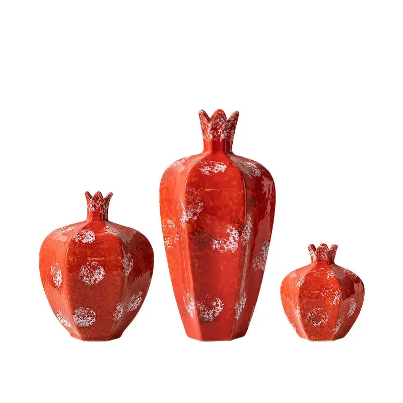 Red Ceramic Vase Set