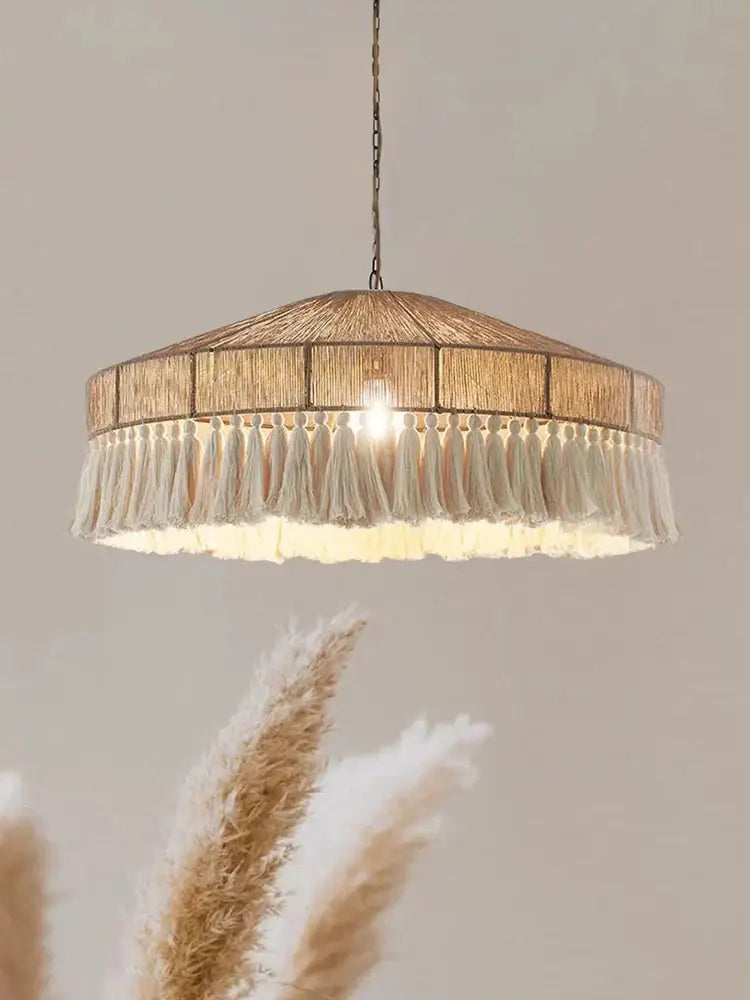 Rattan Tassel Pendant Light