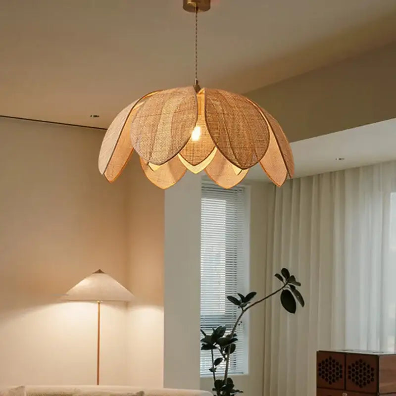 Rattan Petal Pendant Light