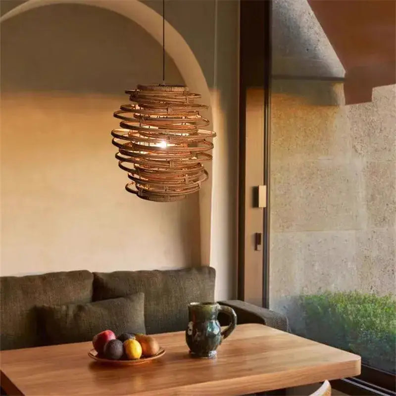 Bamboo Spiral Pendant Light