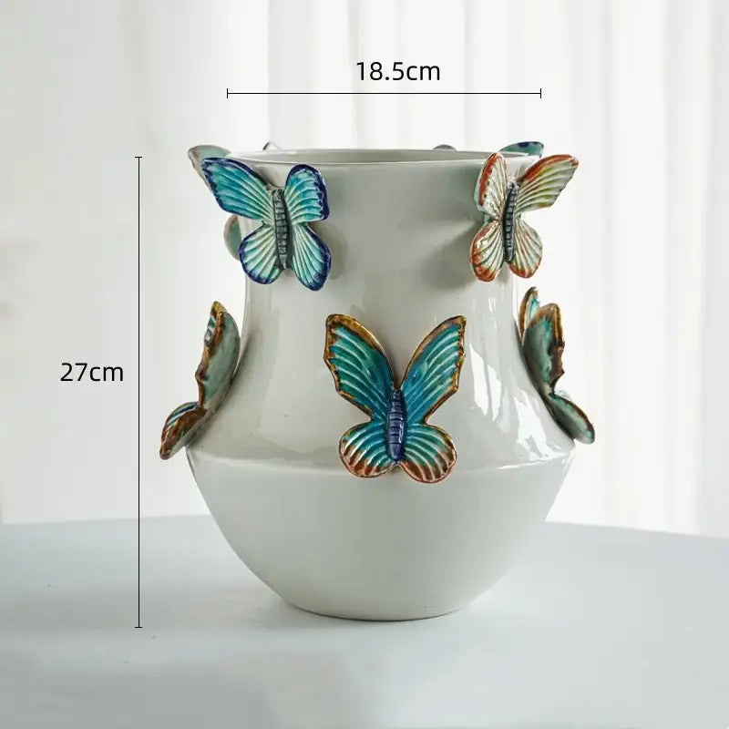 White Butterfly Ceramic Vase